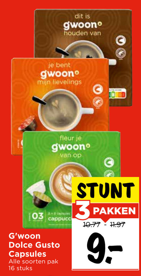 Gwoon   dolce gusto capsules folder aanbieding bij  Vomar - details
