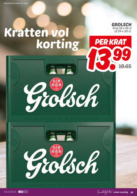 Grolsch   krat bier folder aanbieding bij  Dekamarkt - details