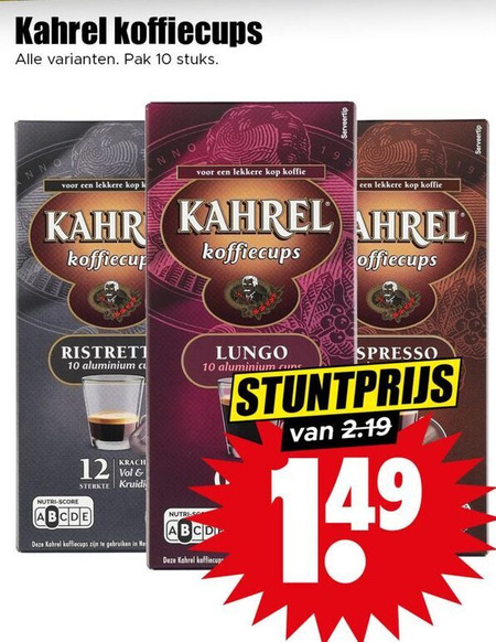 Kahrel   koffiecups folder aanbieding bij  Dirk - details
