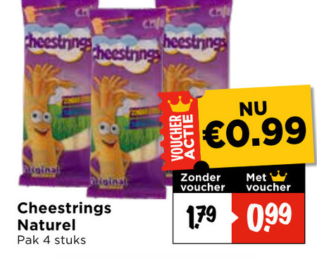 Cheestrings   kaassnacks folder aanbieding bij  Vomar - details