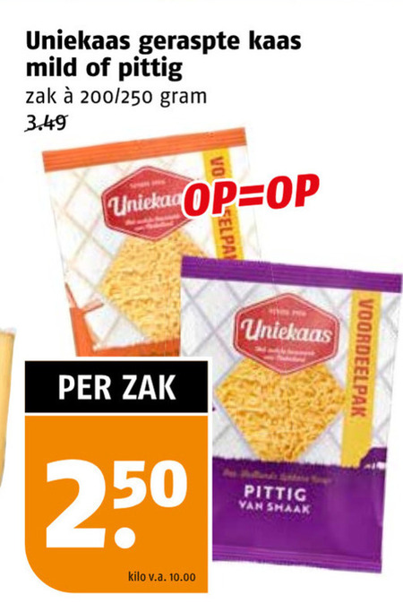 Uniekaas   geraspte kaas folder aanbieding bij  Poiesz - details