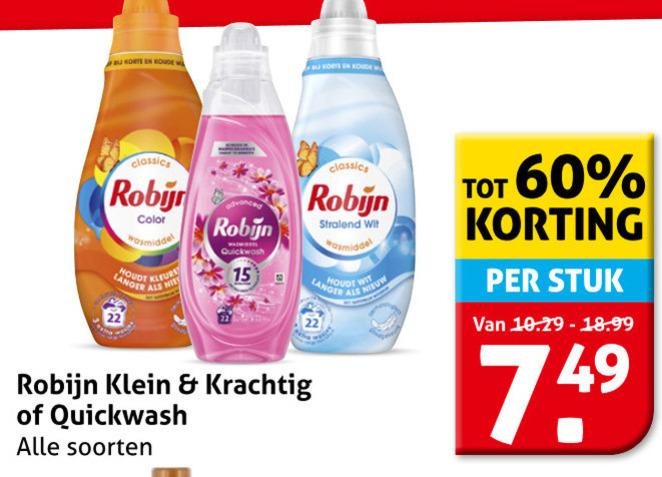 Robijn   wasmiddel folder aanbieding bij  Hoogvliet - details