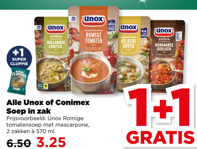 Unox   soep folder aanbieding bij  Plus - details