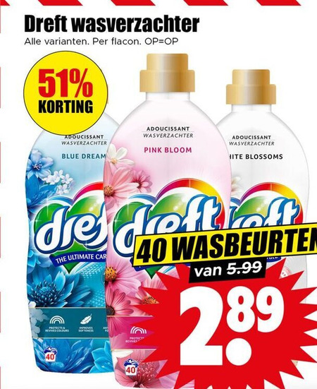 Dreft   wasverzachter folder aanbieding bij  Dirk - details