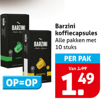 Barzini   koffiecups folder aanbieding bij  Hoogvliet - details