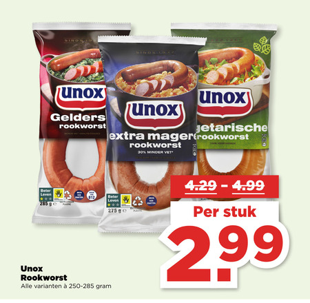 Unox   rookworst folder aanbieding bij  Plus - details