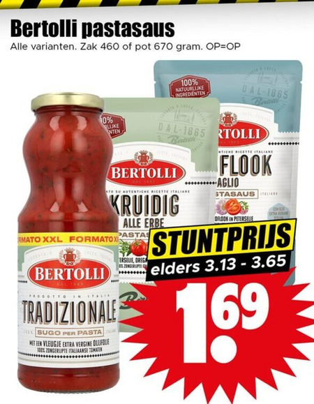 Bertolli   pastasaus folder aanbieding bij  Dirk - details