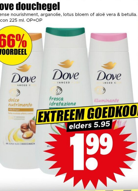 Dove   douchegel folder aanbieding bij  Dirk - details