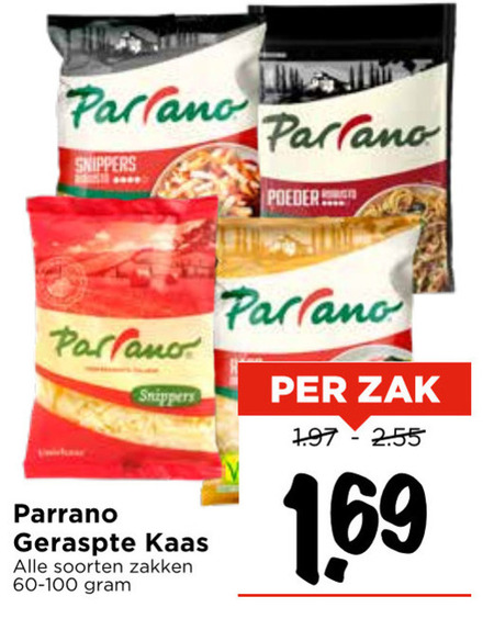 Parrano   geraspte kaas folder aanbieding bij  Vomar - details