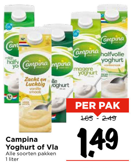 Campina   vla, yoghurt folder aanbieding bij  Vomar - details