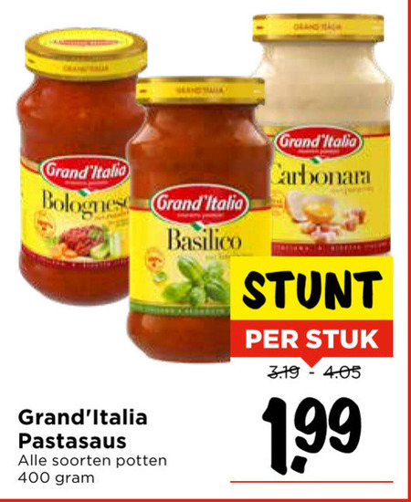 Grand Italia   pastasaus folder aanbieding bij  Vomar - details