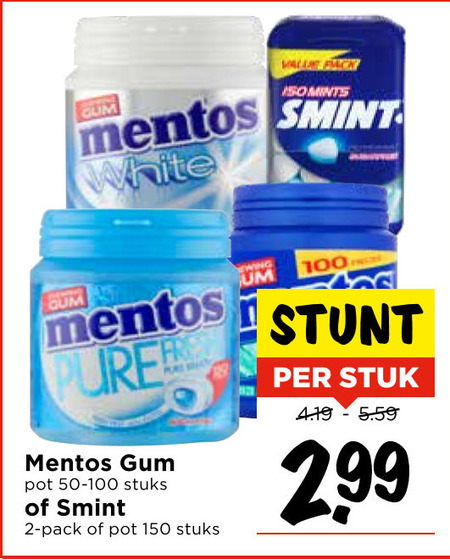 Mentos   kauwgom folder aanbieding bij  Vomar - details