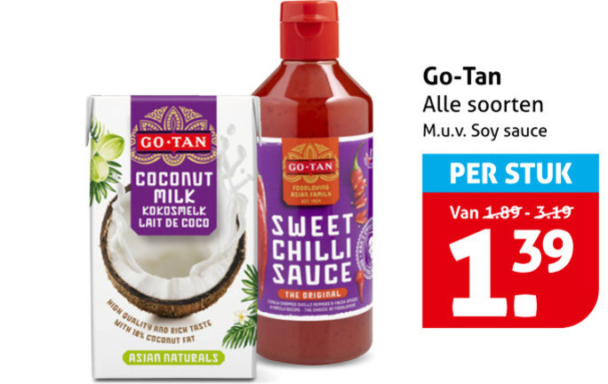 Go-Tan   chilisaus, kokosmelk folder aanbieding bij  Hoogvliet - details