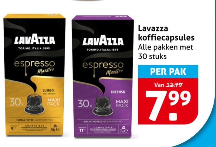 Lavazza   koffiecups folder aanbieding bij  Hoogvliet - details