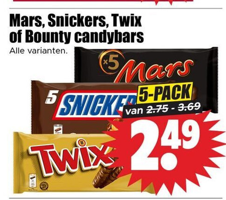 Twix   chocoladereep folder aanbieding bij  Dirk - details