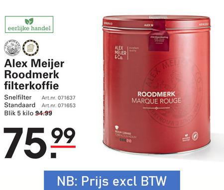 Alex Meijer   koffie folder aanbieding bij  Sligro - details