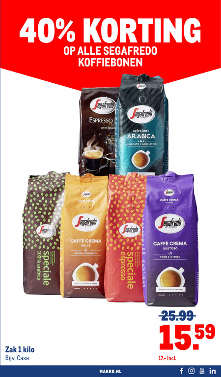 Segafredo   koffiebonen folder aanbieding bij  Makro - details