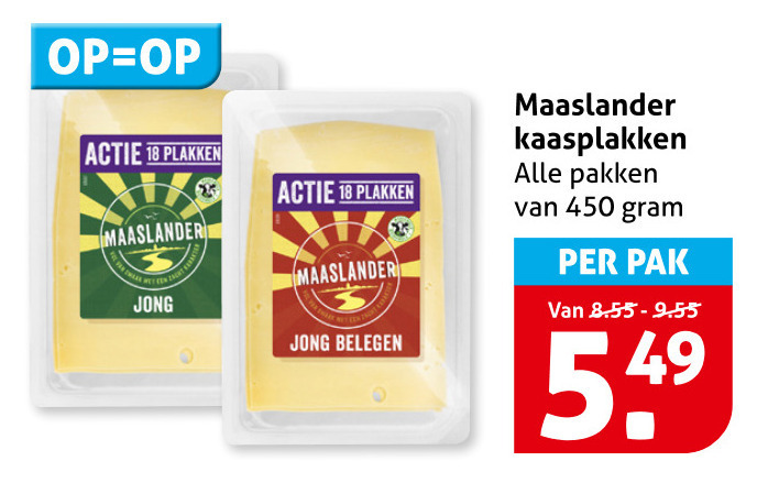 Maaslander   kaasplakken folder aanbieding bij  Hoogvliet - details