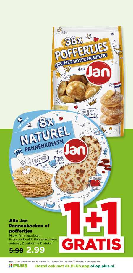 Jan   poffertjes, pannenkoek folder aanbieding bij  Plus - details