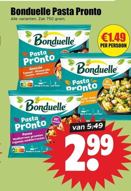 Bonduelle   pasta folder aanbieding bij  Dirk - details