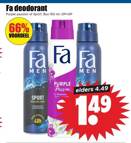 Fa   deodorant folder aanbieding bij  Dirk - details