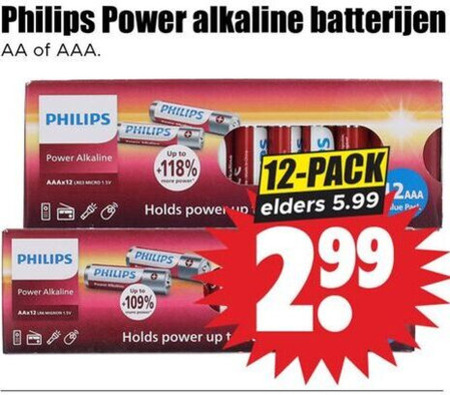Philips   batterij folder aanbieding bij  Dirk - details