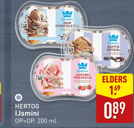 hertog ijsbekers 100 200 yssalon drie chocolades stukjes chocola koffie royaal chocolade koffieboontjes ml aardbei meringue aardbeiensaus elders  folder aanbieding bij Aldi Hertog   ijsbekers folder aanbieding bij  Aldi - details
