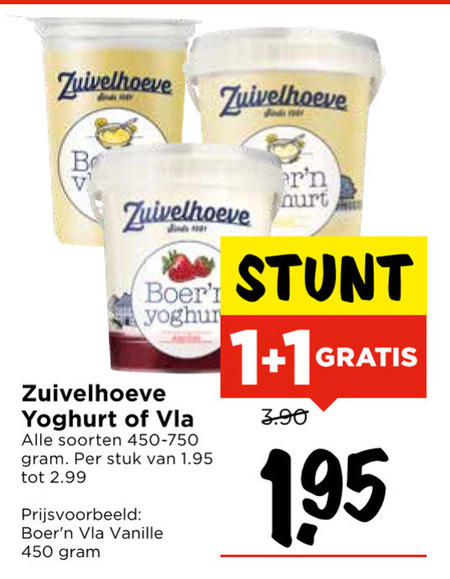 Zuivelhoeve   vruchtenyoghurt, vla folder aanbieding bij  Vomar - details
