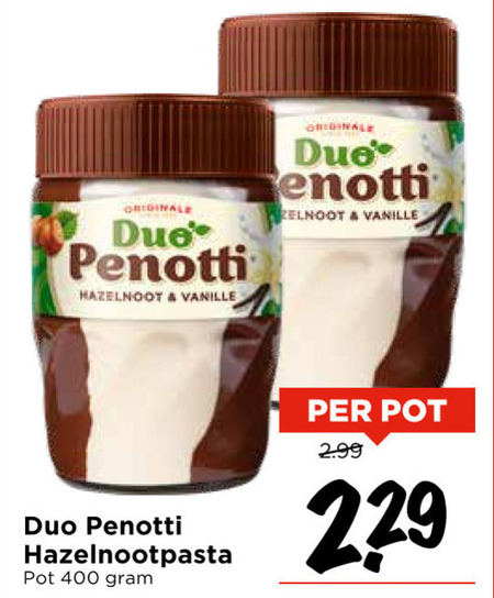 Duo Penotti   hazelnootpasta folder aanbieding bij  Vomar - details