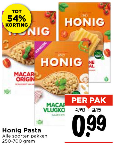 Honig   spaghetti, macaroni folder aanbieding bij  Vomar - details