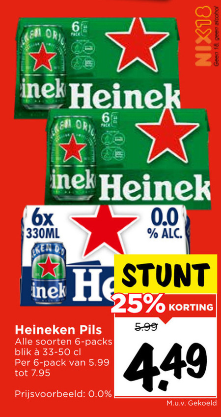 Heineken 0.0   blikje bier folder aanbieding bij  Vomar - details