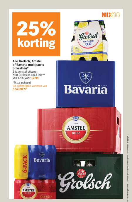Grolsch   krat bier, blikje bier folder aanbieding bij  Albert&nbsp;Heijn - details