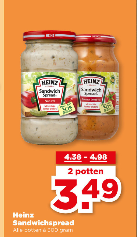 Heinz   sandwich spread folder aanbieding bij  Plus - details