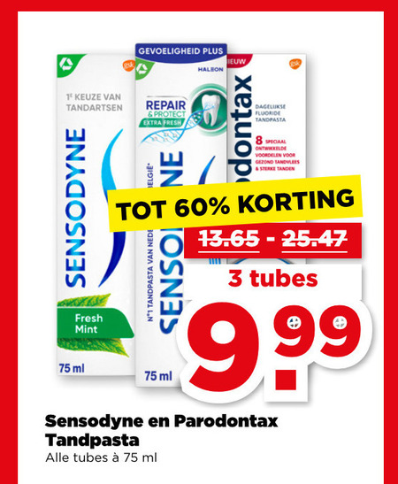 Paradontax   tandpasta folder aanbieding bij  Plus - details