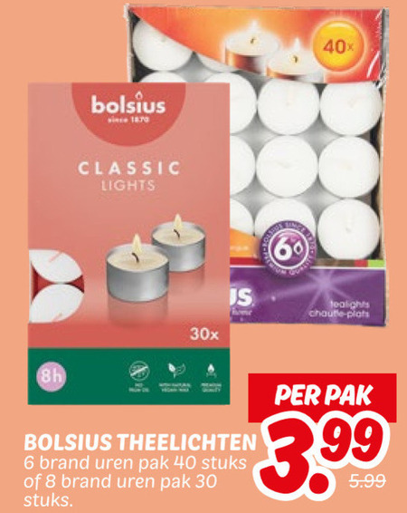 Bolsius   theelicht folder aanbieding bij  Dekamarkt - details