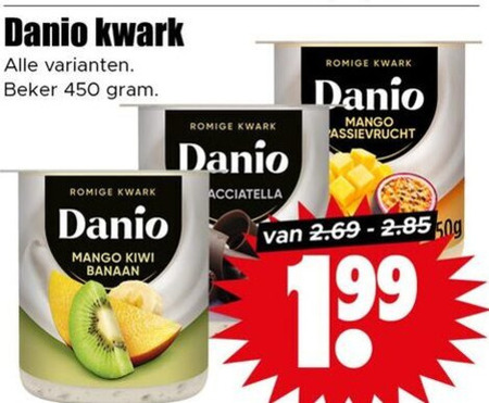 Danone Danio   kwark folder aanbieding bij  Dirk - details