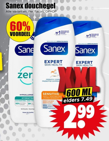 Sanex   douchegel folder aanbieding bij  Dirk - details