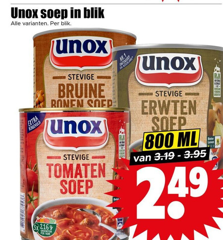 Unox   soep folder aanbieding bij  Dirk - details