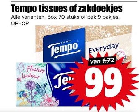 Tempo   zakdoek, tissue folder aanbieding bij  Dirk - details