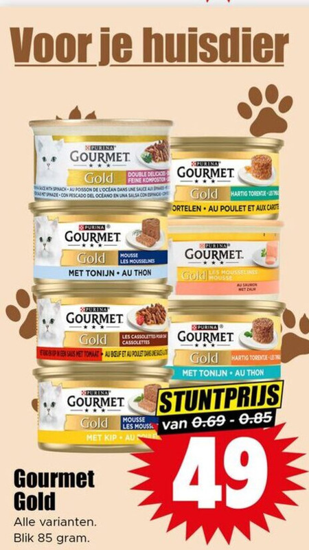 Gourmet   kattenvoer folder aanbieding bij  Dirk - details