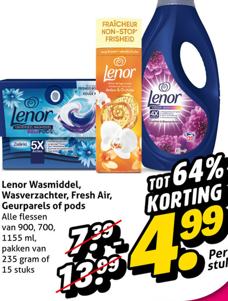 Lenor   wasverzachter, wasmiddel folder aanbieding bij  Hoogvliet - details