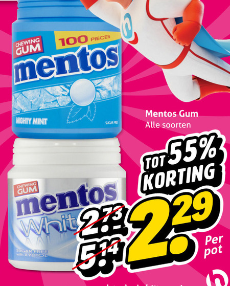 Mentos   kauwgom folder aanbieding bij  Hoogvliet - details