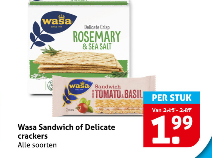 Wasa   crackers folder aanbieding bij  Hoogvliet - details