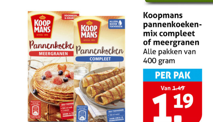 Koopmans   pannenkoekenmix folder aanbieding bij  Hoogvliet - details