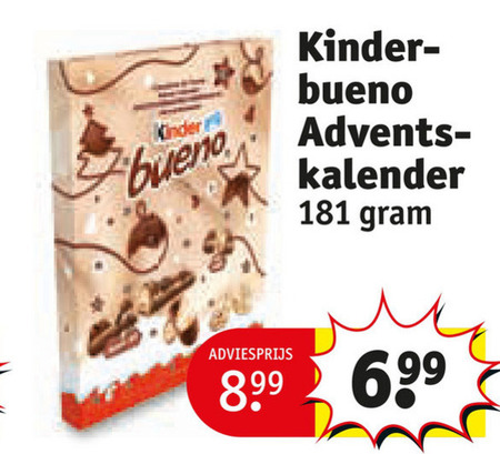Kinder Bueno   adventskalender, chocolade folder aanbieding bij  Kruidvat - details