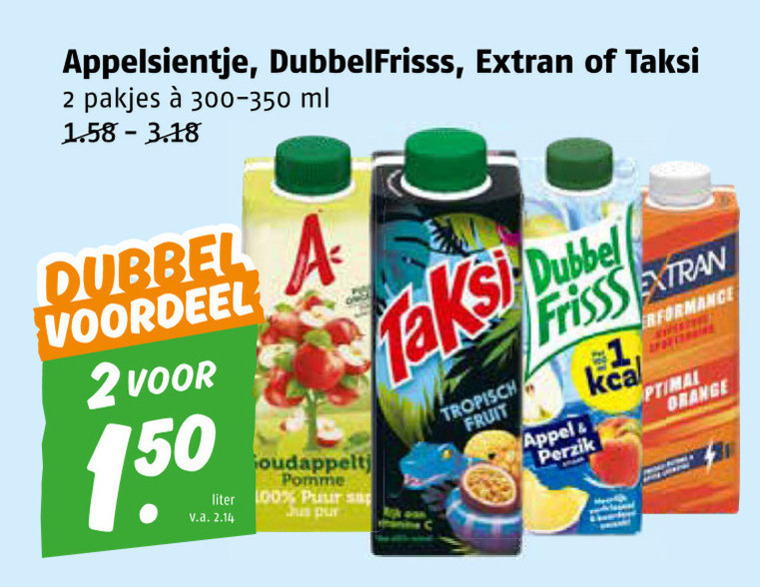 taksi dubbelfrisss appelsientje fruitdrank 1 2 100 150 extran ml dubbel voordeel pomme liter puur sa v.a. jus pur tropisch fruit frisss appel perzik performance sweaters orange  folder aanbieding bij Poiesz Appelsientje   fruitdrank folder aanbieding bij  Poiesz - details