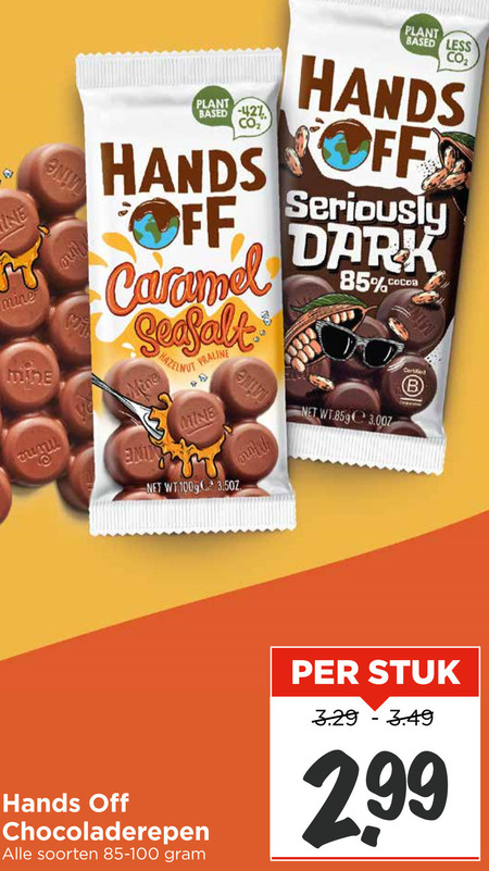 Hands off   chocolade folder aanbieding bij  Vomar - details
