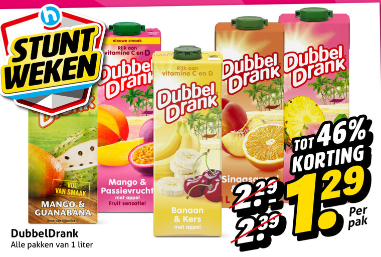Dubbeldrank   fruitdrank folder aanbieding bij  Hoogvliet - details