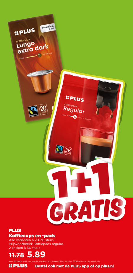 Plus Huismerk   koffiepad, koffiecups folder aanbieding bij  Plus - details