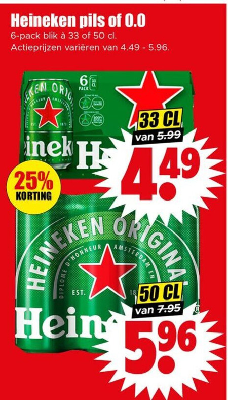 Heineken   blikje bier folder aanbieding bij  Dirk - details